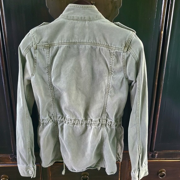 Lucky Brand Light Green Sturdy  Military Jacket Cargo Cinched XS S 36" 25" - Picture 3 of 9